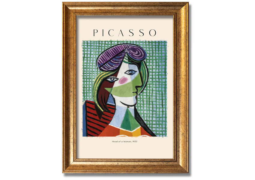 Head Of A Woman, 1935 by Picasso, printed on coated polyester canvas, mounted on a 44mm box frame, ready to hang.